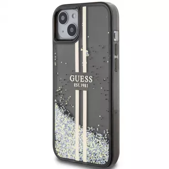 Guess GUHCP15MLFCSEGK Capa rígida Liquid Glitter Gold Stripes para iPhone 15 Plus / 14 Plus 6,7