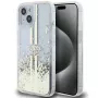 Guess GUHCP15MLFCSEGT Capa rígida transparente Liquid Glitter Gold Stripes para iPhone 15 Plus / 14 Plus 6,7