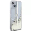 Guess GUHCP15MLFCSEGT Capa rígida transparente Liquid Glitter Gold Stripes para iPhone 15 Plus / 14 Plus 6,7