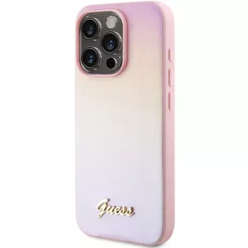 Guess Capa rígida Saffiano Iridescent Script para Apple iPhone 15 Pro 6,1