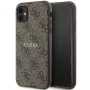Guess GUHMN61G4GFRW Capa rígida para Apple iPhone 11 / XR 6,1 inch castanha em pele com logótipo metálico MagSafe 4G Collection