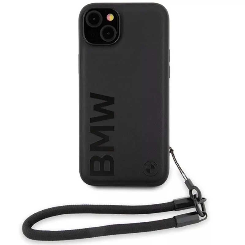 BMW Capa rígida Signature Leather Wordmark para iPhone 15 / 14 / 13 6,1