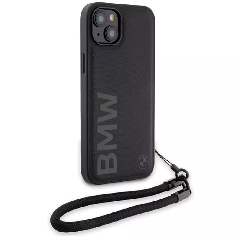BMW Capa rígida Signature Leather Wordmark para iPhone 15 / 14 / 13 6,1