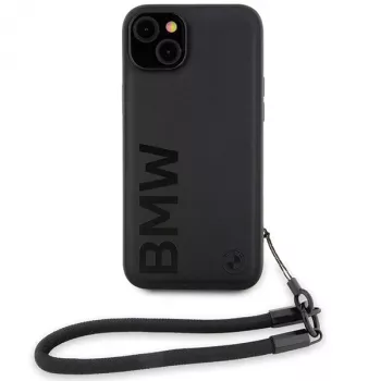BMW Capa rígida Signature Leather Wordmark Cord para iPhone 15 Plus / 14 Plus 6,7