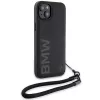 BMW Capa rígida Signature Leather Wordmark Cord para iPhone 15 Plus / 14 Plus 6,7