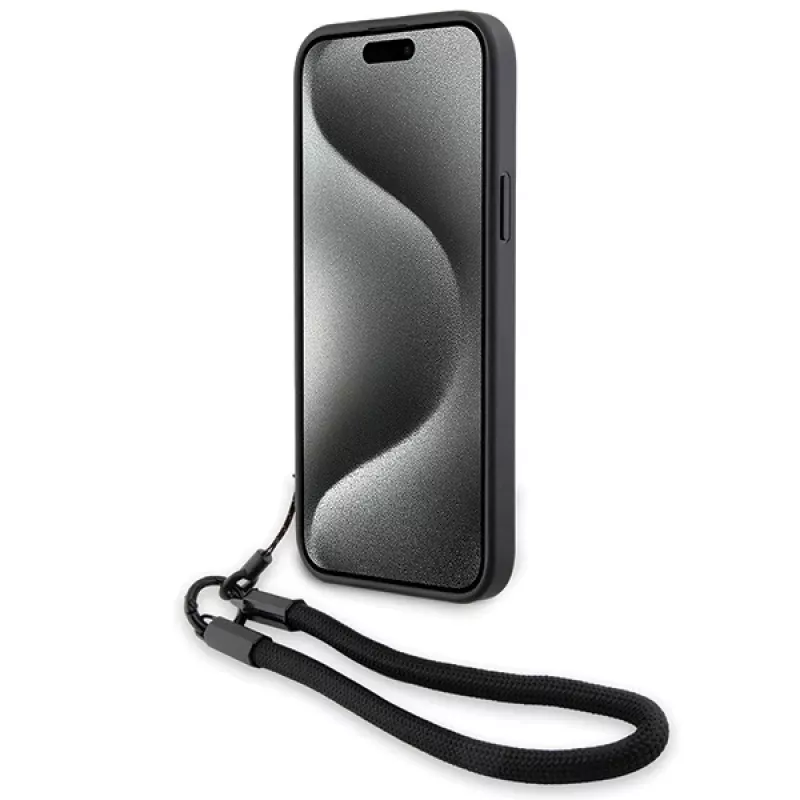 BMW Capa rígida Signature Leather Wordmark Cord para iPhone 15 Plus / 14 Plus 6,7