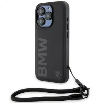 BMW Capa rígida Signature Leather Wordmark Cord para iPhone 15 Pro 6,1