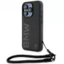 BMW Capa rígida Signature Leather Wordmark Cord para iPhone 15 Pro 6,1 inch preta