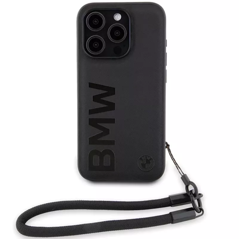 BMW Capa rígida Signature Leather Wordmark Cord para iPhone 15 Pro 6,1