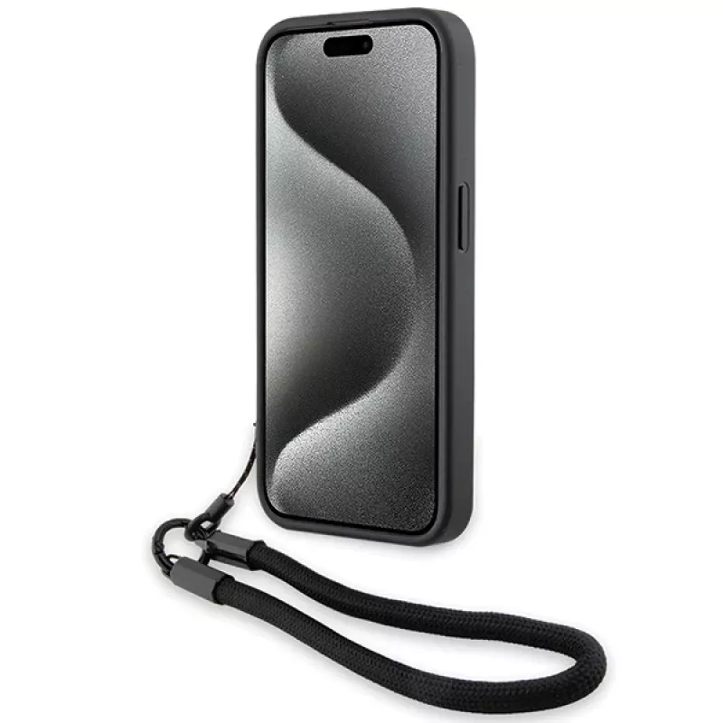 BMW Capa rígida Signature Leather Wordmark Cord para iPhone 15 Pro 6,1