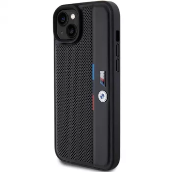 BMW M Collection Capa rígida perfurada Tricolor Line para iPhone 15 Plus / 14 Plus 6,7