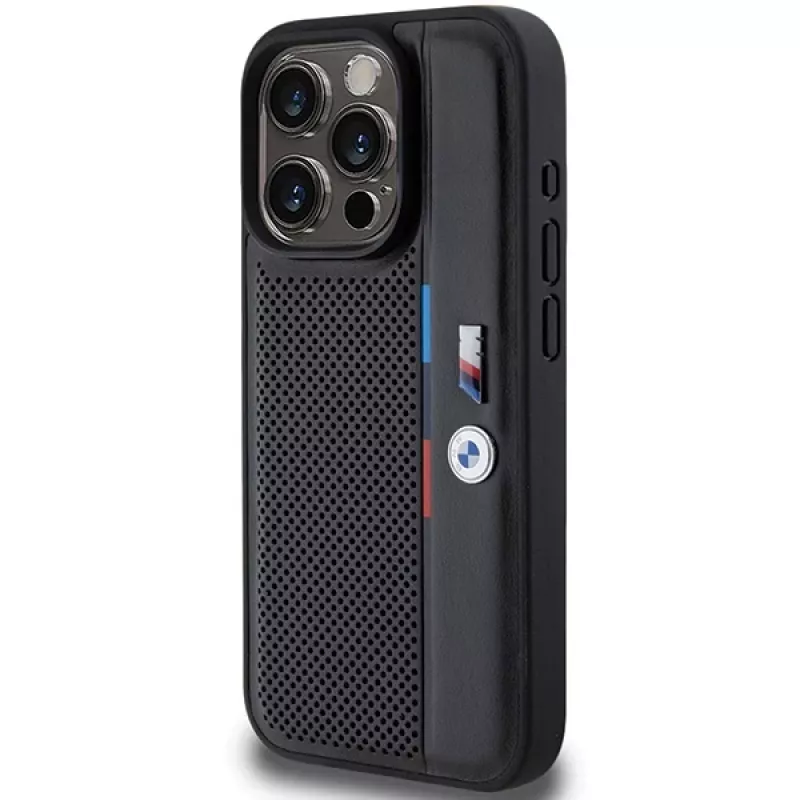 BMW Capa rígida perfurada Tricolor Line para Apple iPhone 15 Pro 6,1