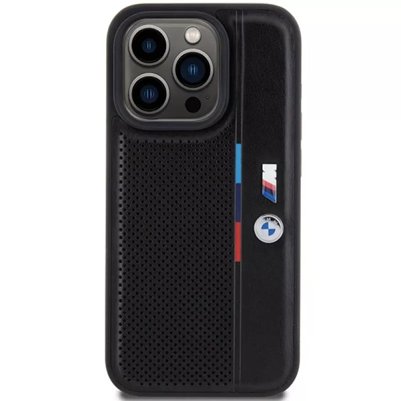 BMW Capa rígida perfurada Tricolor Line para Apple iPhone 15 Pro 6,1