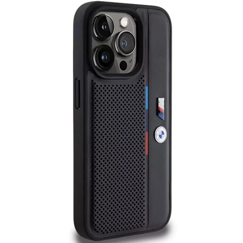 BMW Capa rígida perfurada Tricolor Line para Apple iPhone 15 Pro 6,1