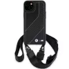 BMW BMHCP15S23PSCCK Capa rígida preta M Edition Carbon Stripe & Strap para iPhone 15 / 14 / 13