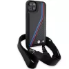 BMW BMHCP15S23PSVTK Capa rígida preta M Edition Carbon Tricolor Lines & Strap para iPhone 15 / 14 / 13