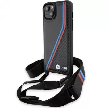 BMW M Edition Capa rígida Carbon Tricolor Lines para iPhone 15 Plus / 14 Plus 6,7