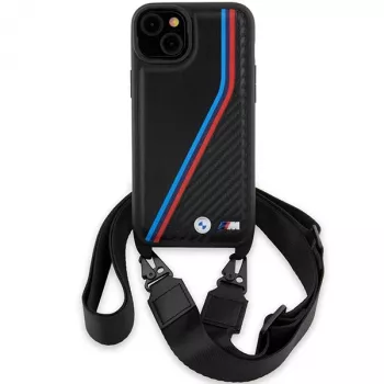 BMW M Edition Capa rígida Carbon Tricolor Lines para iPhone 15 Plus / 14 Plus 6,7