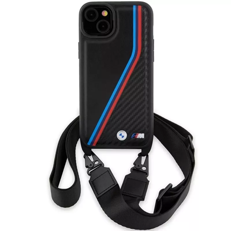 BMW M Edition Capa rígida Carbon Tricolor Lines para iPhone 15 Plus / 14 Plus 6,7
