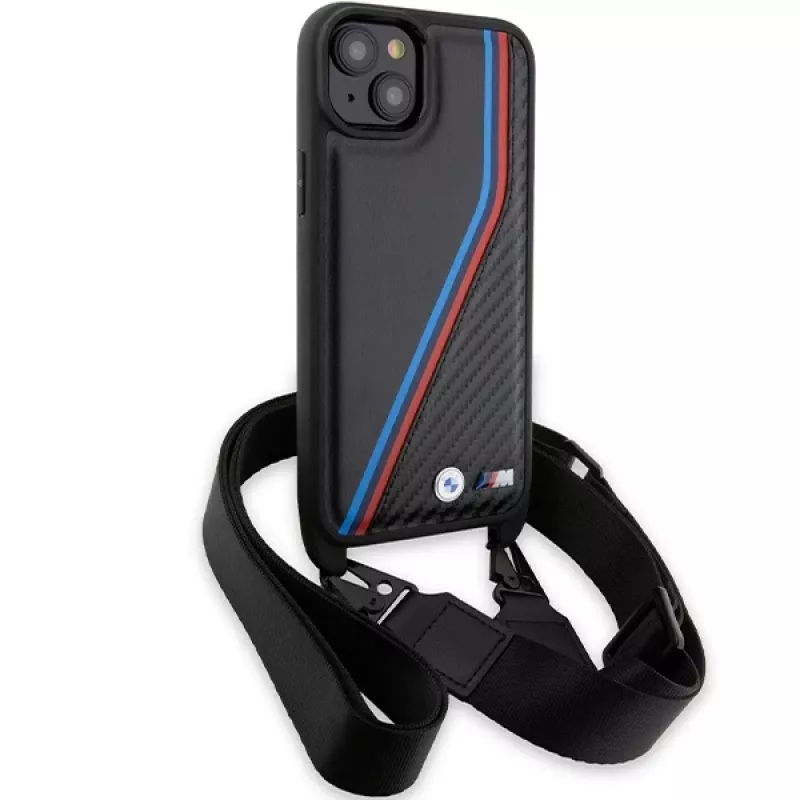 BMW M Edition Capa rígida Carbon Tricolor Lines para iPhone 15 Plus / 14 Plus 6,7