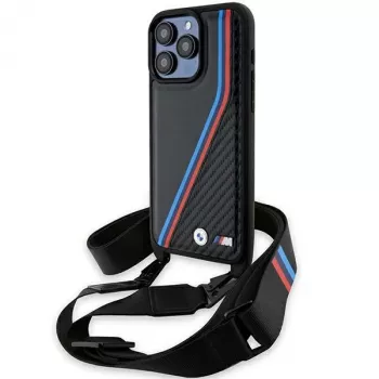 BMW M Edition Capa rígida Carbon Tricolor Lines para Apple iPhone 15 Pro 6,1