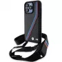 BMW M Edition Capa rígida Carbon Tricolor Lines com alça de mão para Apple iPhone 15 Pro Max 6,7