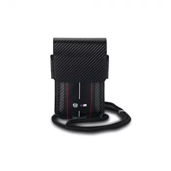 Bolsa-carteira BMW para iPhone 15 Pro Max - preta Carbon Red Stripes