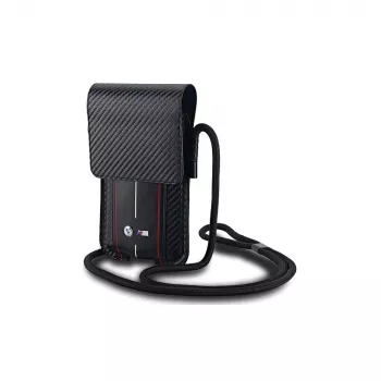 Bolsa-carteira BMW para iPhone 15 Pro Max - preta Carbon Red Stripes