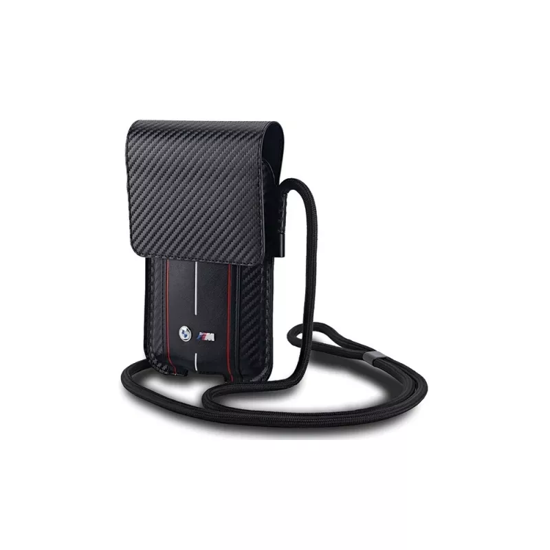 Bolsa-carteira BMW para iPhone 15 Pro Max - preta Carbon Red Stripes