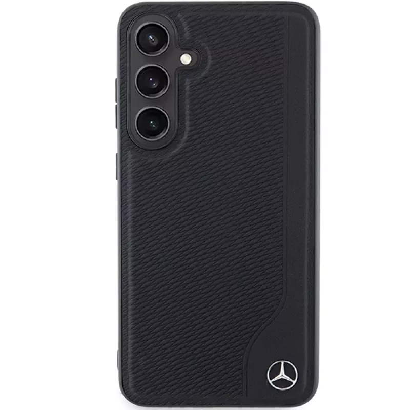 Capa rígida em pele MagSafe Mercedes-Benz Debossed Line para Samsung Galaxy S24+ (SM-S926) - preta