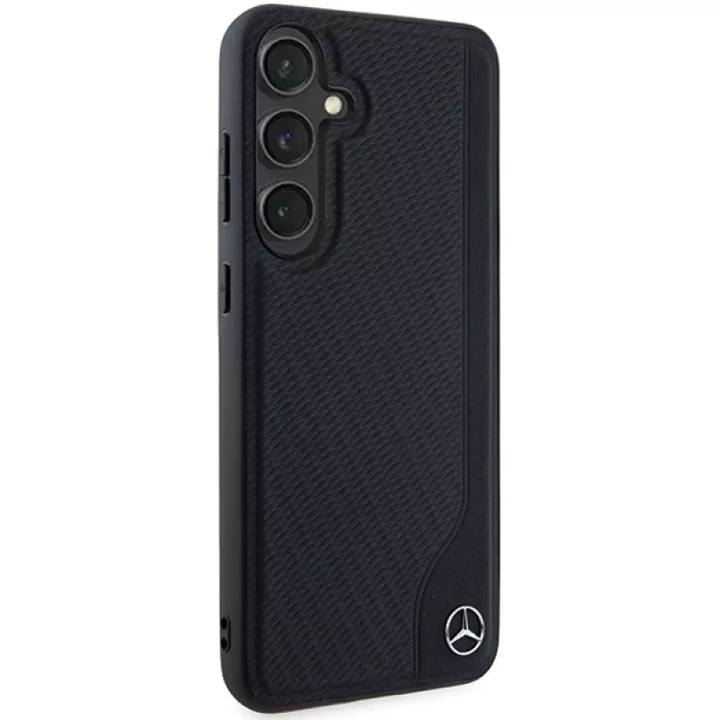 Capa rígida em pele MagSafe Mercedes-Benz Debossed Line para Samsung Galaxy S24+ (SM-S926) - preta