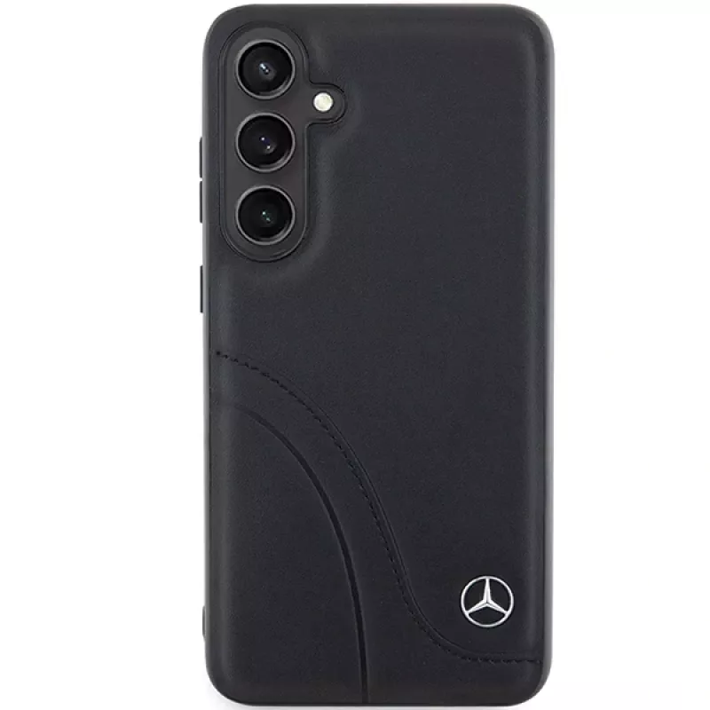 Capa rígida em pele Mercedes-Benz MEHCS24M23RBCSK S24+ S926 preta Curved Stitches para Samsung Galaxy S24+