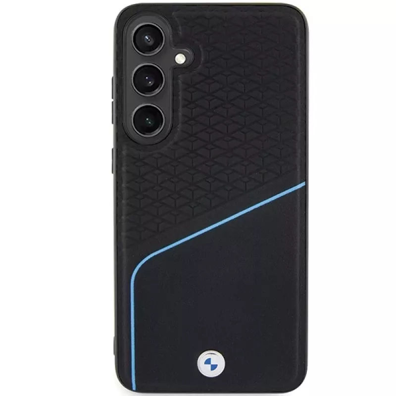 Capa rígida em pele BMW BMHMS24M23RDCLK S24+ S926 preta Signature Textured & Line MagSafe