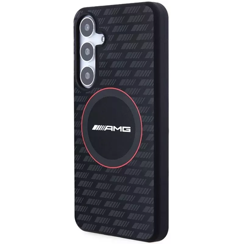 Capa rígida em silicone AMG AMHMS24M23SMRK Carbon Pattern MagSafe para Samsung Galaxy S24+ (SM-S926) - preta