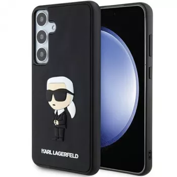 Capa rígida em borracha 3D Karl Lagerfeld KLHCS24M3DRKINK Ikonik para Samsung Galaxy S24+ preta