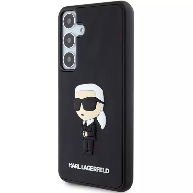 Capa rígida em borracha 3D Karl Lagerfeld KLHCS24M3DRKINK Ikonik para Samsung Galaxy S24+ preta