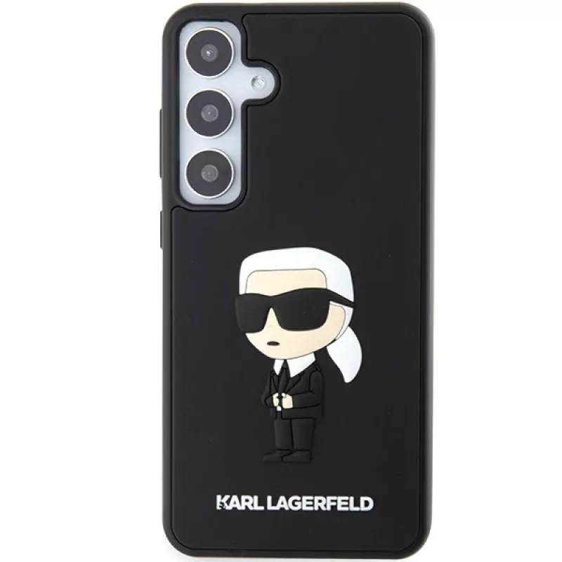 Capa rígida em borracha 3D Karl Lagerfeld KLHCS24M3DRKINK Ikonik para Samsung Galaxy S24+ preta