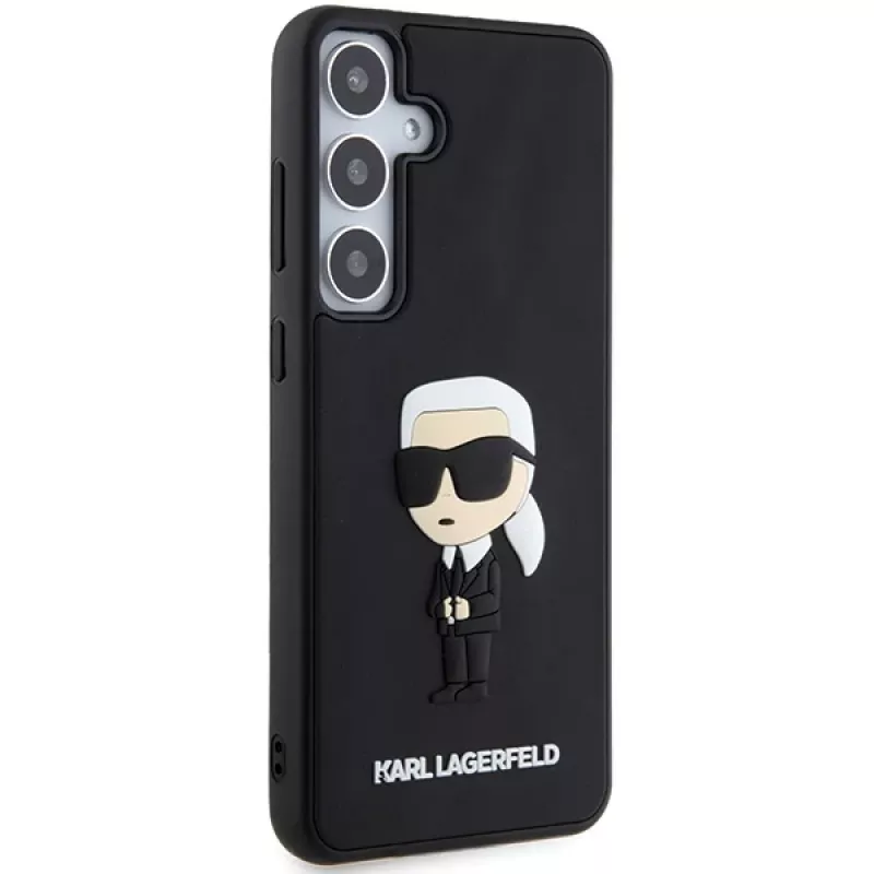 Capa rígida em borracha 3D Karl Lagerfeld KLHCS24M3DRKINK Ikonik para Samsung Galaxy S24+ preta