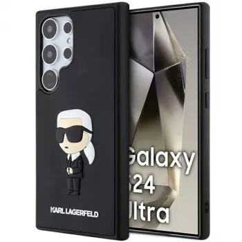 Capa rígida em borracha 3D Karl Lagerfeld KLHCS24L3DRKINK Ikonik para Samsung Galaxy S24 Ultra - preta