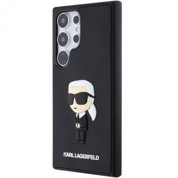 Capa rígida em borracha 3D Karl Lagerfeld KLHCS24L3DRKINK Ikonik para Samsung Galaxy S24 Ultra - preta