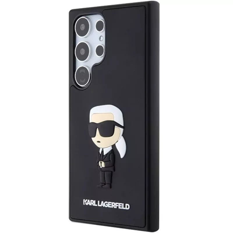Capa rígida em borracha 3D Karl Lagerfeld KLHCS24L3DRKINK Ikonik para Samsung Galaxy S24 Ultra - preta