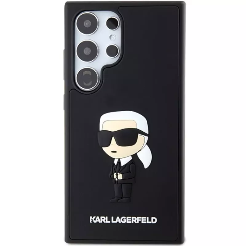 Capa rígida em borracha 3D Karl Lagerfeld KLHCS24L3DRKINK Ikonik para Samsung Galaxy S24 Ultra - preta