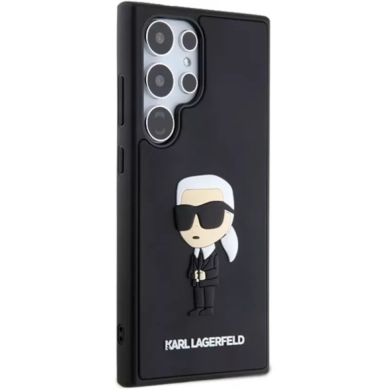 Capa rígida em borracha 3D Karl Lagerfeld KLHCS24L3DRKINK Ikonik para Samsung Galaxy S24 Ultra - preta