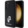 Capa rígida em silicone Karl Lagerfeld KLHCS23SSMHKCNPK S23 S911 preta Karl & Choupette Metal Pin