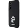 Capa rígida em silicone Karl Lagerfeld KLHCS23SSMHKCNPK S23 S911 preta Karl & Choupette Metal Pin