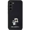 Capa rígida em silicone Karl Lagerfeld KLHCS23SSMHKCNPK S23 S911 preta Karl & Choupette Metal Pin
