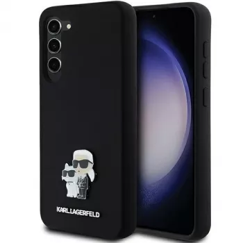 Capa rígida Karl Lagerfeld KLHCS23MSMHKCNPK para Samsung Galaxy S23+ S916, silicone, preta, Karl & Choupette Metal Pin