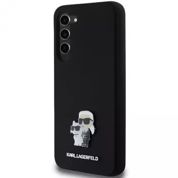 Capa rígida Karl Lagerfeld KLHCS23MSMHKCNPK para Samsung Galaxy S23+ S916, silicone, preta, Karl & Choupette Metal Pin