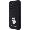 Capa rígida em silicone Karl Lagerfeld KLHCS23SSMHCNPK S23 S911 preta Choupette Metal Pin