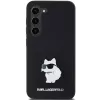 Capa rígida em silicone Karl Lagerfeld KLHCS23SSMHCNPK S23 S911 preta Choupette Metal Pin